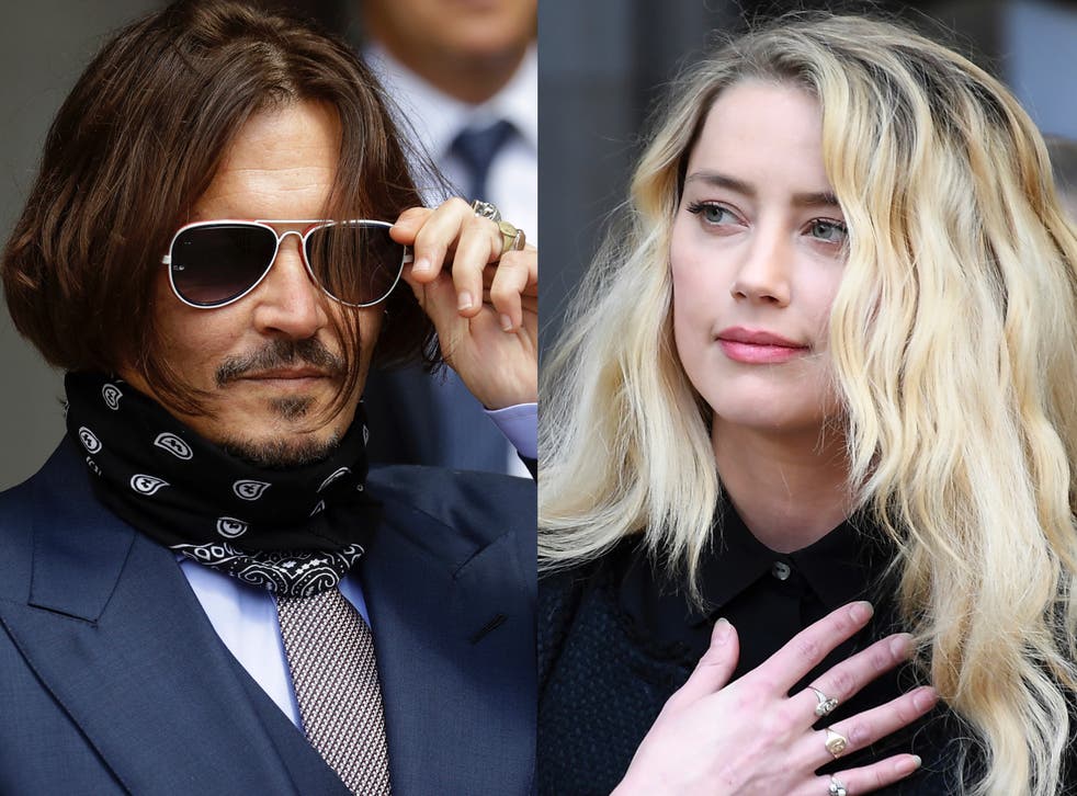 Johnny Depp y Amber Heard fuera de un tribunal de Londres en 2020